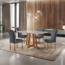Ver imagem 1 de Conjunto Sala de Jantar 4 Lugares Rubi Mesa e Cadeiras Madeira Maciça 1.20x0.80