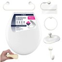 Ver imagem 5 de Assento Tampa Vaso Sanitário Oval Almofadado Branco + Kit Para Banheiro 5 Peças Branco