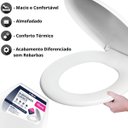 Ver imagem 4 de Assento Tampa Vaso Sanitário Oval Almofadado Branco + Kit Para Banheiro 5 Peças Branco