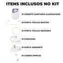Ver imagem 2 de Assento Tampa Vaso Sanitário Oval Almofadado Branco + Kit Para Banheiro 5 Peças Branco