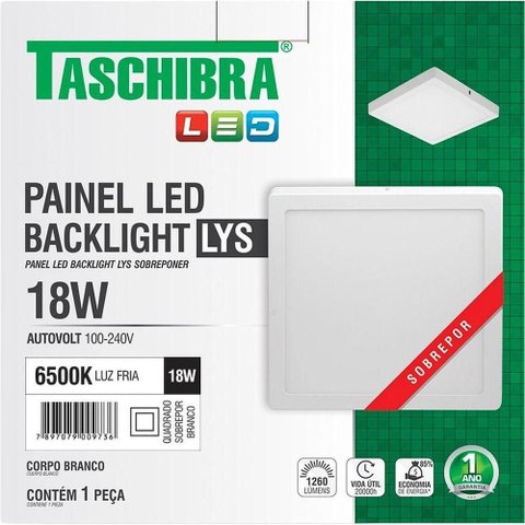 Luminária LED de Sobrepor 15140178 18W Bivolt Quadrado Branco Taschibra
