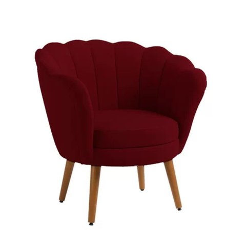 Poltrona Pétala Suede Marsala Pés Palito
