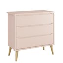 Ver imagem 3 de Dormitório Infantil Theo Retrô 3 Portas, Cômoda, Berço, Mesa de Apoio Rosa Fosco com Pés Madeira Nat