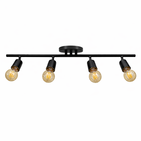 Spot Trilho Koppla Aluminio Teto e27 4 Luzes Lumini Lab - Preto Fosco