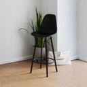 Ver imagem 2 de Conjunto 2 Banquetas Eames Design Moderno Tubo de Ferro Preto Assento Preto