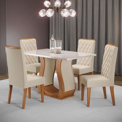 Mesa de Jantar 4 Lugares Los Angeles com Vidro - Panorama Móveis