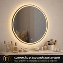 Ver imagem 5 de Espelho LED Redondo Touch 3 Cores de Luz com Desembaçador Display Digital 80x80 cm Bivolts 110/220V