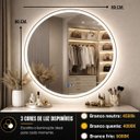 Ver imagem 6 de Espelho LED Redondo Touch 3 Cores de Luz com Desembaçador Display Digital 80x80 cm Bivolts 110/220V