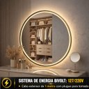 Ver imagem 7 de Espelho LED Redondo Touch 3 Cores de Luz com Desembaçador Display Digital 80x80 cm Bivolts 110/220V