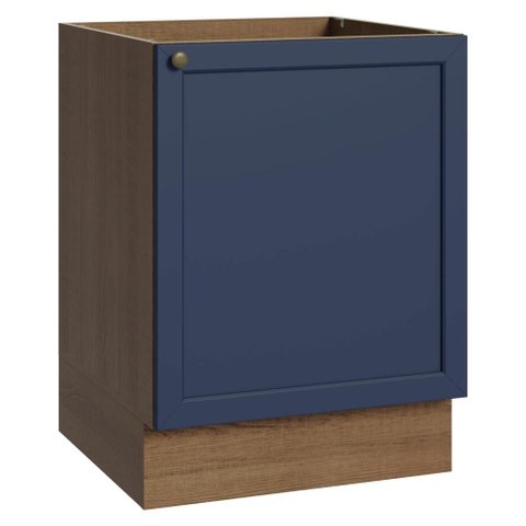 Balcão de Cozinha 60 cm 1 Porta (sem Tampo) Rustic/Azul Vik Madesa