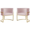 Ver imagem 1 de Kit 2 Poltronas Decorativa Sala de Estar Luana Base Gold Suede