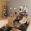 Ver imagem 1 de Conjunto 2 Peças com Mesa para Escritório em L e Estante Espresso Móveis Marrom