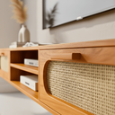 Ver imagem 4 de Rack Santorini Suspenso com 2 Gavetas 180cm Nicho Decorativo Sala de Estar:naturale