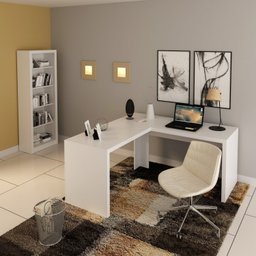 Kit 2 Peças com Mesa para Escritório em L e Estante Espresso Móveis - 1
