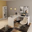 Ver imagem 1 de Conjunto 2 Peças com Mesa para Escritório em L e Estante Espresso Móveis Branco
