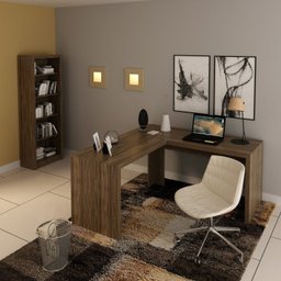 Kit 2 Peças com Mesa para Escritório em L e Estante Espresso Móveis - 1
