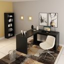 Ver imagem 1 de Conjunto 2 Peças com Mesa para Escritório em L e Estante Espresso Móveis Preto