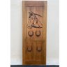 Folha de Porta Madeira Maciça Entalhada Cavalo 90x210x3,5cm Cedro Rosa - 4