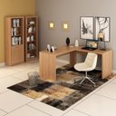 Ver imagem 1 de Conjunto 3 Peças com Mesa para Escritório em L, Estante Livreiro Aberta e com 2 Portas Marrom