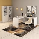 Ver imagem 1 de Conjunto 3 Peças com Mesa para Escritório em L, Estante Livreiro Aberta e com 2 Portas Branco