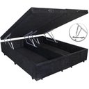 Ver imagem 3 de Cama Box Baú King Size Bipartido Suede Preto com Pistão a Gás