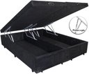 Ver imagem 3 de Cama Box Baú King Size Bipartido Suede Preto com Pistão a Gás