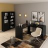 Kit 3 Peças com Mesa para Escritório em L, Estante Livreiro Aberta e Estante com 2 Portas - 1