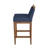 Banqueta Alta Lyara em Madeira Maciça com Encosto estofada Suede Azul Marinho Móveis Banqueta Liz - 3