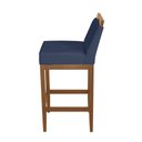 Ver imagem 3 de Banqueta Alta Lyara em Madeira Maciça com Encosto estofada Suede Azul Marinho Móveis Banqueta Liz