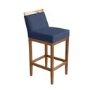 Ver imagem 1 de Banqueta Alta Lyara em Madeira Maciça com Encosto estofada Suede Azul Marinho Móveis Banqueta Liz