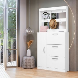 Conjunto Espelheira e Sapateira Manu 4 Portas Organização:branco