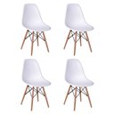 Ver imagem 4 de Conjunto de Mesa de Jantar Eames Eiffel Quadrada 90cm Tampo de Madeira Branco com 4 Cadeiras Brancas