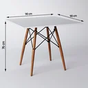 Ver imagem 3 de Conjunto de Mesa de Jantar Eames Eiffel Quadrada 90cm Tampo de Madeira Branco com 4 Cadeiras Brancas