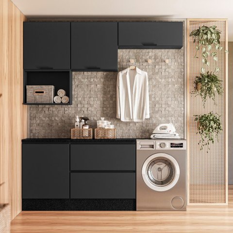 Composição Cozinha Modulada Etna 6 Peças Poliman Móveis