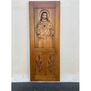 Ver imagem 4 de Folha de Porta Madeira Maciça Entalhada Cristo 90x210x3,5cm Cedro Rosa