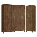 Ver imagem 1 de Guarda Roupa Casal Panamá e Armário Multiuso New Íris Castanho Wood - Moval