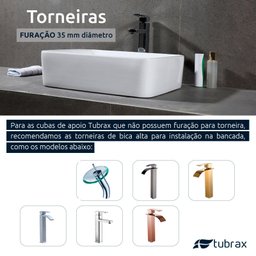 Cuba Lavabo Banheiro Cerâmica Louça Retangular Branca Apoio Tubrax - 8