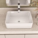 Ver imagem 3 de Cuba Lavabo Banheiro Cerâmica Louça Retangular Branca Apoio Tubrax