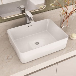 Cuba Lavabo Banheiro Cerâmica Louça Retangular Branca Apoio Tubrax