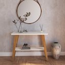 Ver imagem 1 de Aparador Minimalista em Mdf Off White/amadeirado Luana