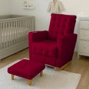 Ver imagem 2 de Poltrona Duna Amamentação Balanço e Puf Vermelho