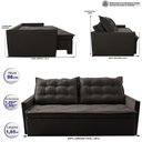 Ver imagem 2 de Sofá Sem Caixa Retrátil e Reclinável 1,65m Cama inBox Studio Suede Velusoft Café