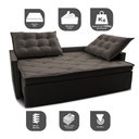Ver imagem 3 de Sofá Sem Caixa Retrátil e Reclinável 1,65m Cama inBox Studio Suede Velusoft Café