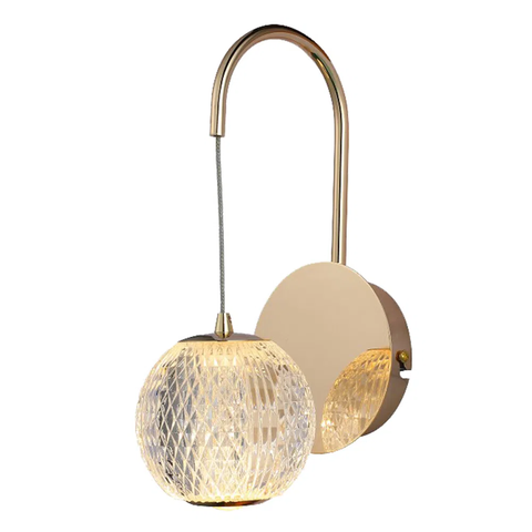 Arandela Luce Dourado e Transparente (c)18cm (l)12cm (a)27cm 1x4,2w 3000k 252lm Led