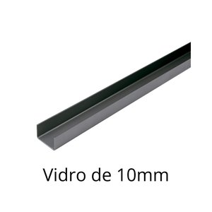Perfil U Inox - Vidro de 10mm - Escovado - 50cm