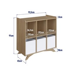 Estante com 06 Nichos e 03 Cubos Linha Affetto 93,5cm Aft020 Completa Móveis - Aveiro Oak/branco - 4 Estante com 06 Nichos e 03 Cubos Linha Affetto 93,5cm Aft020 Completa Móveis - Aveiro Oak/branco - 4