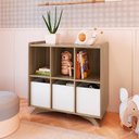 Ver imagem 1 de Estante com 06 Nichos e 03 Cubos Linha Affetto 93,5cm Aft020 Completa Móveis - Aveiro Oak/branco