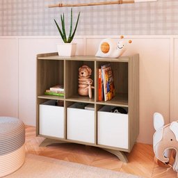 Estante com 06 Nichos e 03 Cubos Linha Affetto 93,5cm Aft020 Completa Móveis - Aveiro Oak/branco - 1 Estante com 06 Nichos e 03 Cubos Linha Affetto 93,5cm Aft020 Completa Móveis - Aveiro Oak/branco - 1