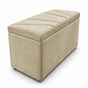Ver imagem 2 de Calcadeira Recamier Baú Estofada 100cm para Cama Solteiro Suede Bege