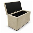 Ver imagem 3 de Calcadeira Recamier Baú Estofada 100cm para Cama Solteiro Suede Bege